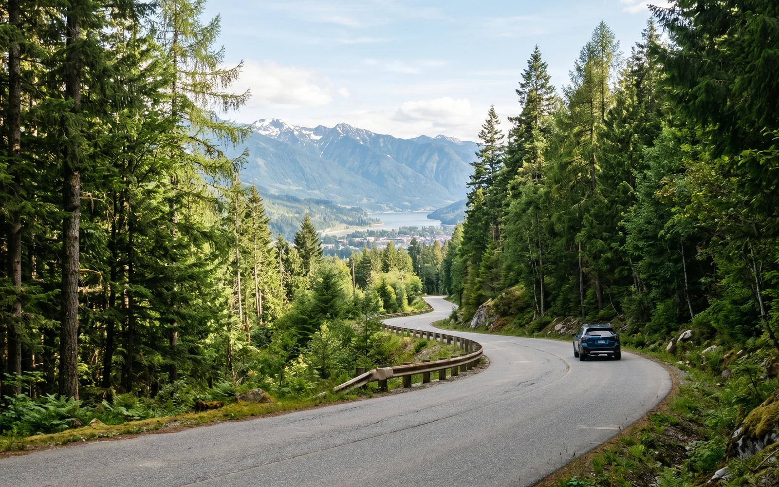 Country road commute toward Nelson and Baker Street