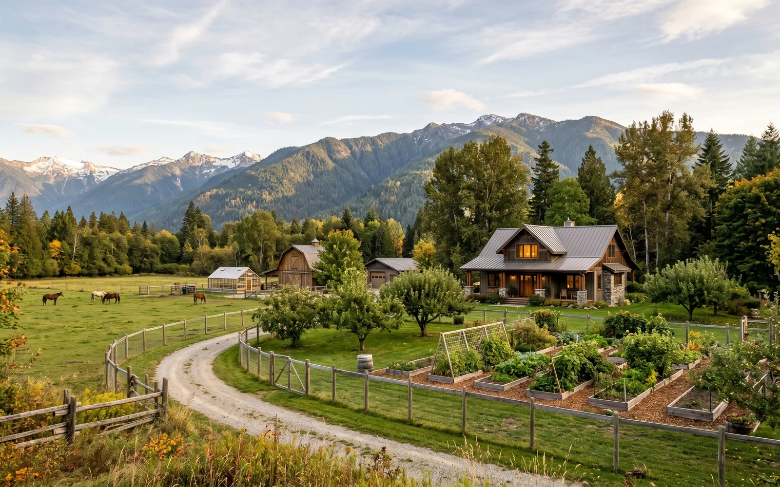 Rural family estate acreage with pasture and mountain views